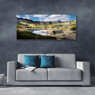 Quadro in vetro Paesaggio del lago di montagna