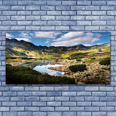 Quadro in vetro Paesaggio del lago di montagna