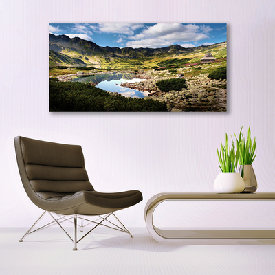 Quadro in vetro Paesaggio del lago di montagna