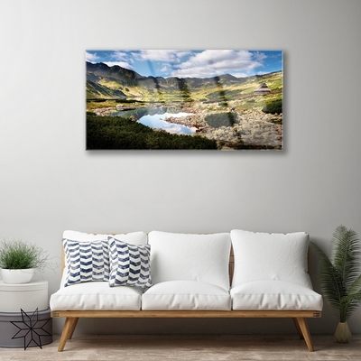 Quadro in vetro Paesaggio del lago di montagna