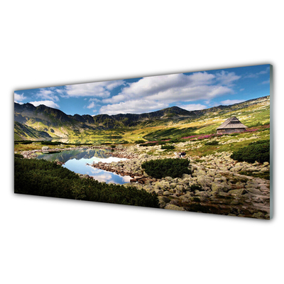 Quadro in vetro Paesaggio del lago di montagna