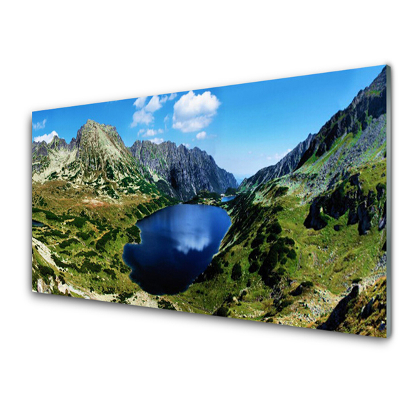 Quadro vetro Paesaggio del lago di montagna