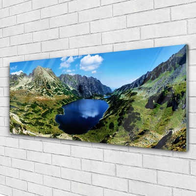 Quadro vetro Paesaggio del lago di montagna