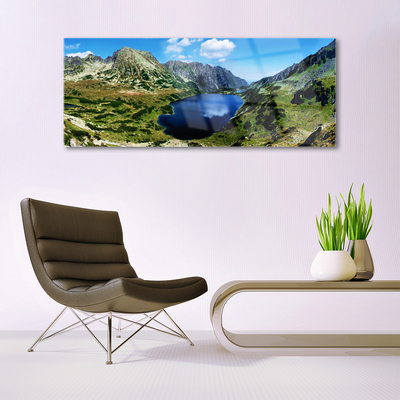 Quadro vetro Paesaggio del lago di montagna