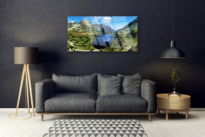 Quadro vetro Paesaggio del lago di montagna