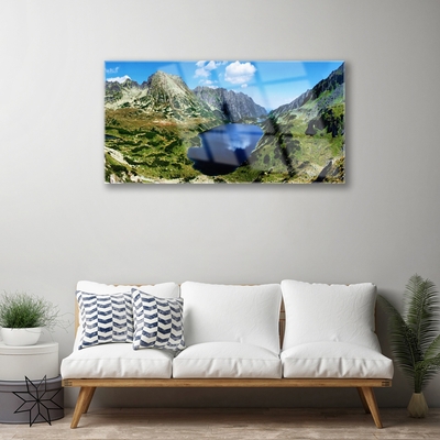 Quadro vetro Paesaggio del lago di montagna