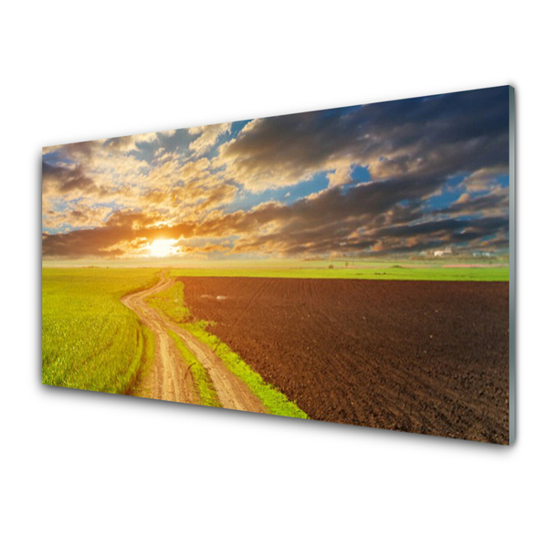 Quadro vetro Campo Cielo Sole Natura