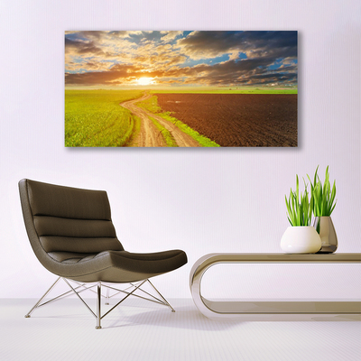 Quadro vetro Campo Cielo Sole Natura