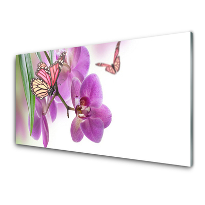 Quadro vetro Farfalle Fiori Natura