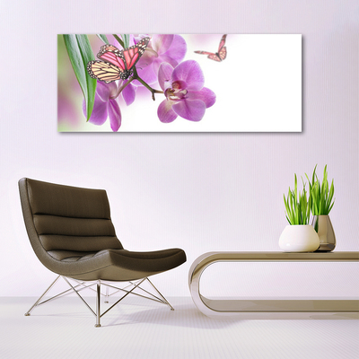 Quadro vetro Farfalle Fiori Natura