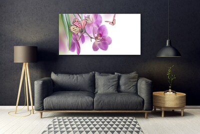 Quadro vetro Farfalle Fiori Natura