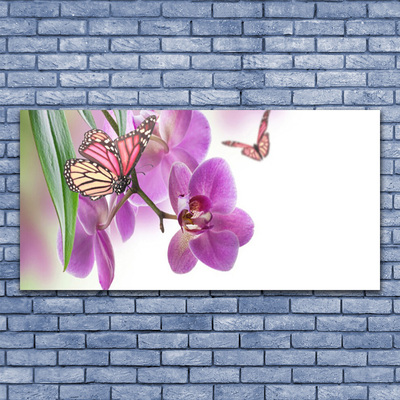 Quadro vetro Farfalle Fiori Natura