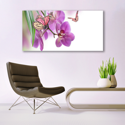 Quadro vetro Farfalle Fiori Natura