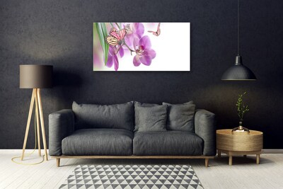 Quadro vetro Farfalle Fiori Natura