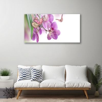 Quadro vetro Farfalle Fiori Natura