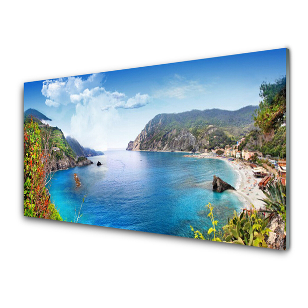 Quadro vetro Baia Montagne Mare Paesaggio