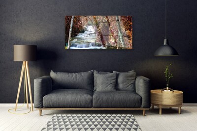 Quadro di vetro Cascata Foresta Natura