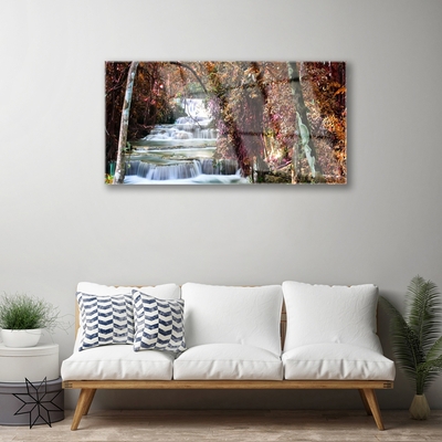 Quadro di vetro Cascata Foresta Natura