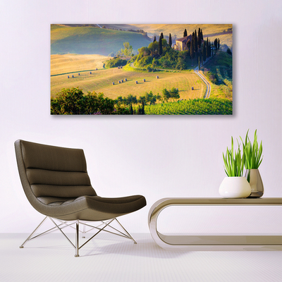 Quadro su vetro Campo Alberi Paesaggio