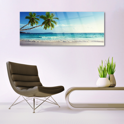 Quadro in vetro Spiaggia di mare Palm Landscape