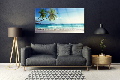 Quadro in vetro Spiaggia di mare Palm Landscape