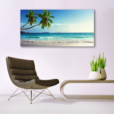 Quadro in vetro Spiaggia di mare Palm Landscape