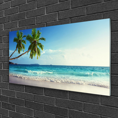 Quadro in vetro Spiaggia di mare Palm Landscape