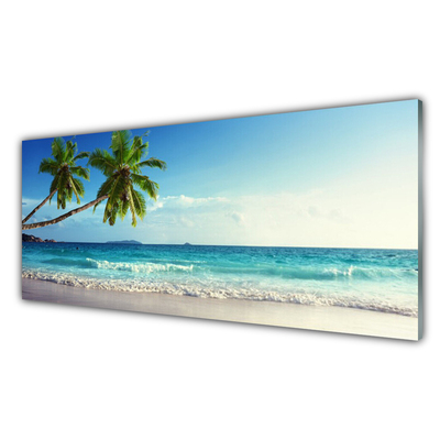 Quadro in vetro Spiaggia di mare Palm Landscape