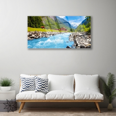 Quadro vetro Montagne Fiume Paesaggio