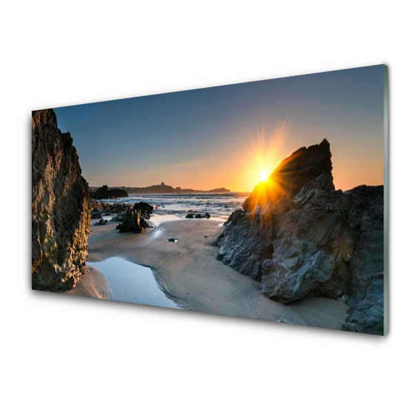 Quadro in vetro Spiaggia di roccia Sole Paesaggio