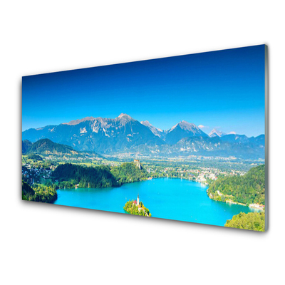 Quadro vetro Paesaggio del lago di montagna