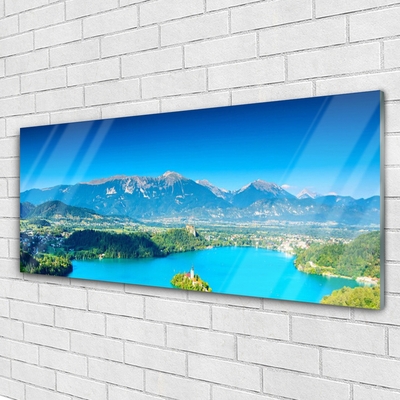 Quadro vetro Paesaggio del lago di montagna