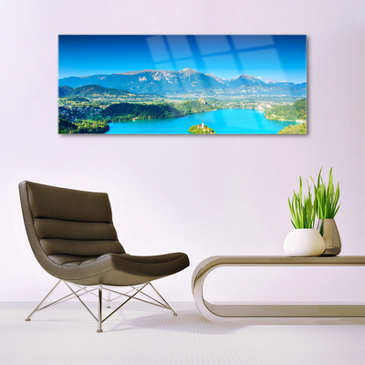 Quadro vetro Paesaggio del lago di montagna