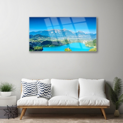 Quadro vetro Paesaggio del lago di montagna