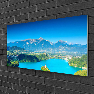 Quadro vetro Paesaggio del lago di montagna