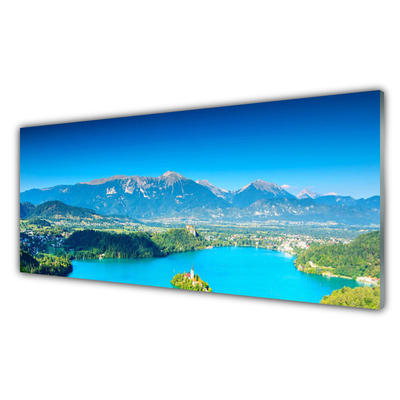 Quadro vetro Paesaggio del lago di montagna