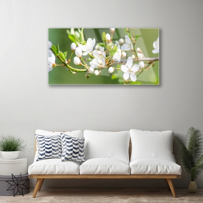 Quadro in vetro Fiori Rami Foglie Frutteto