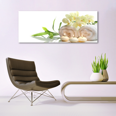 Quadro su vetro Asciugamani Spa Candele Orchidea