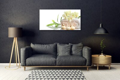 Quadro su vetro Asciugamani Spa Candele Orchidea