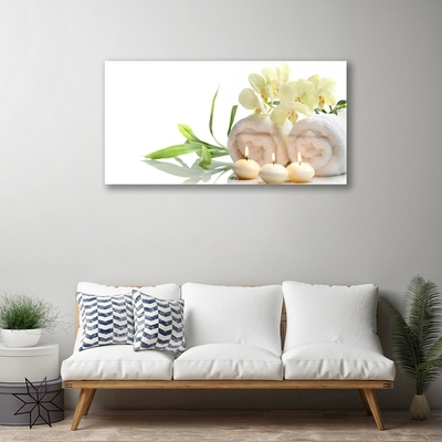 Quadro su vetro Asciugamani Spa Candele Orchidea