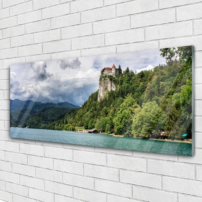 Quadro in vetro Castello in montagna Paesaggio forestale