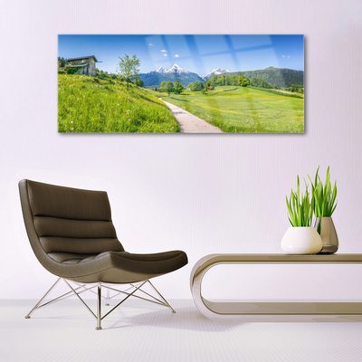 Quadro di vetro Montagne Prato Valle Sentiero