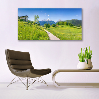 Quadro di vetro Montagne Prato Valle Sentiero