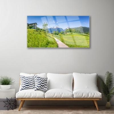 Quadro di vetro Montagne Prato Valle Sentiero