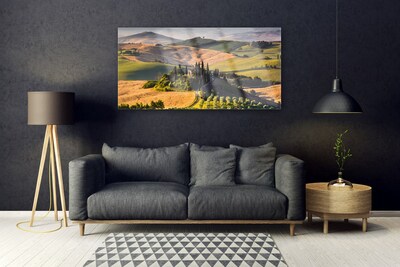 Quadro vetro Paesaggio dei prati di Upland Cottage