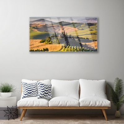 Quadro vetro Paesaggio dei prati di Upland Cottage