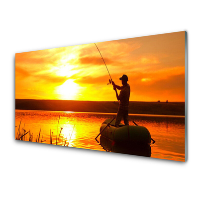 Quadro vetro Pescatore Lago Ovest