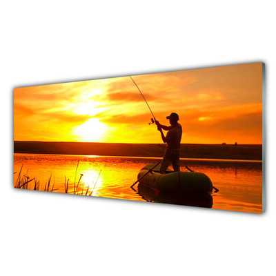 Quadro vetro Pescatore Lago Ovest