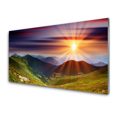 Quadro di vetro Montagne Tramonto Paesaggio