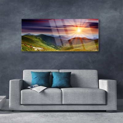 Quadro di vetro Montagne Tramonto Paesaggio